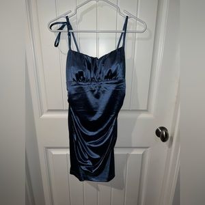 Cute blue satin mini dress!!